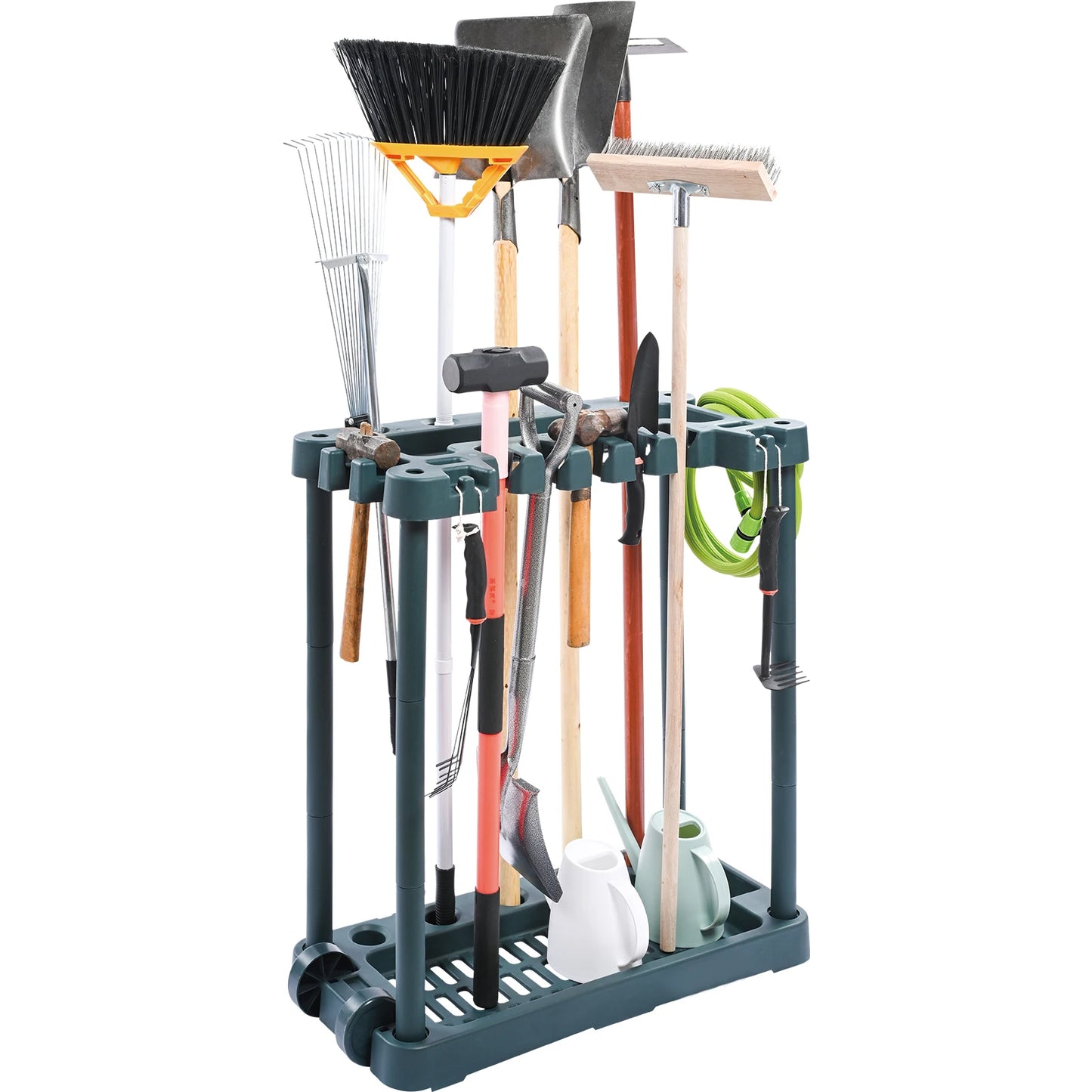 SucceBuy Ten Slot Freestanding Garden Tool Storage Rack