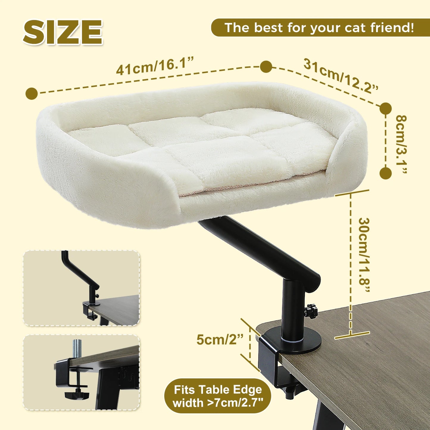 PAWZ Road Rotatable Cat Desk Bed Adjustable Plush Hammock