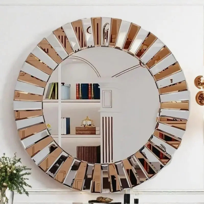 Decorative Round Starburst Glass Wall Mirror For Home Living Room