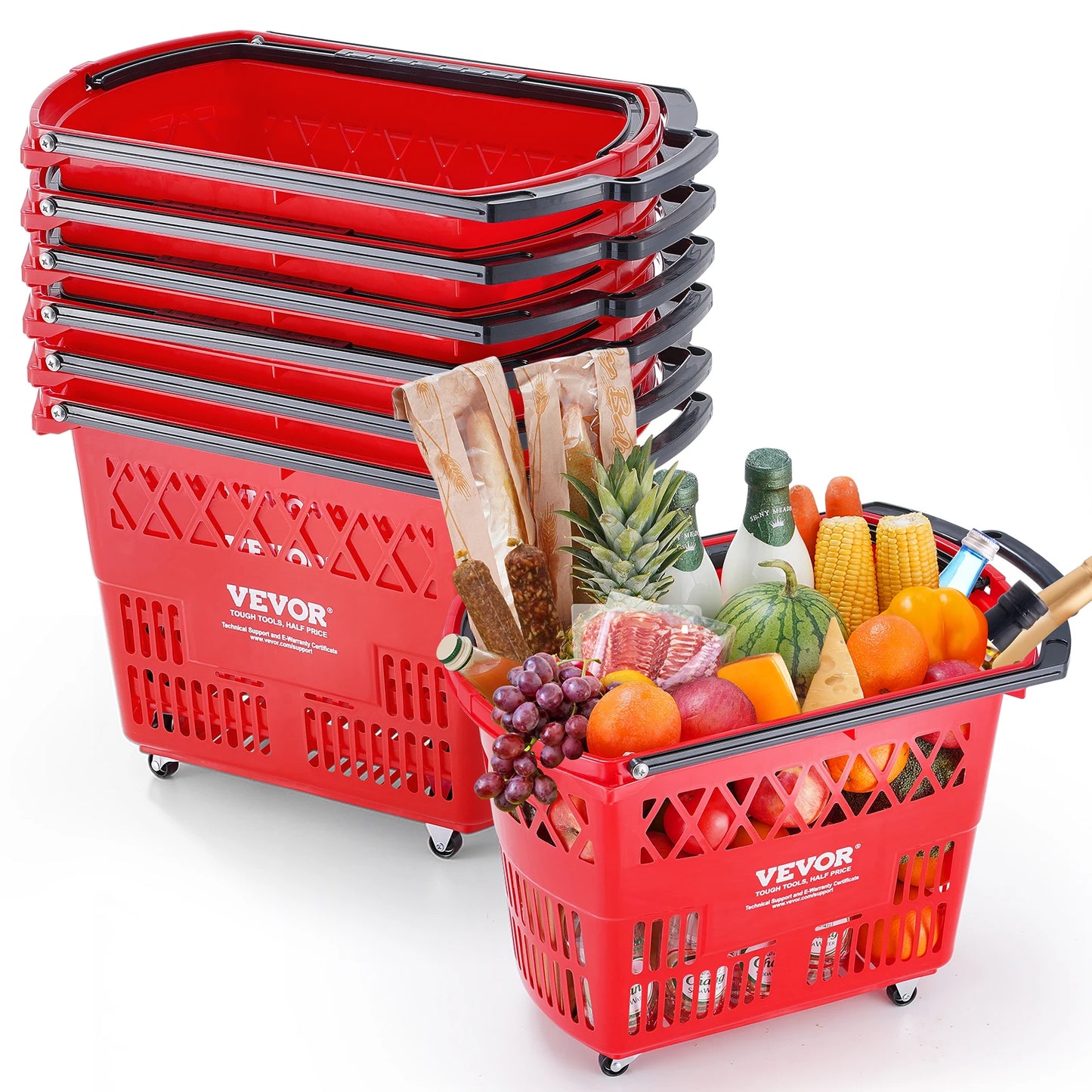 Portable Six Piece Rolling Shopping Carts With Smooth Wheels