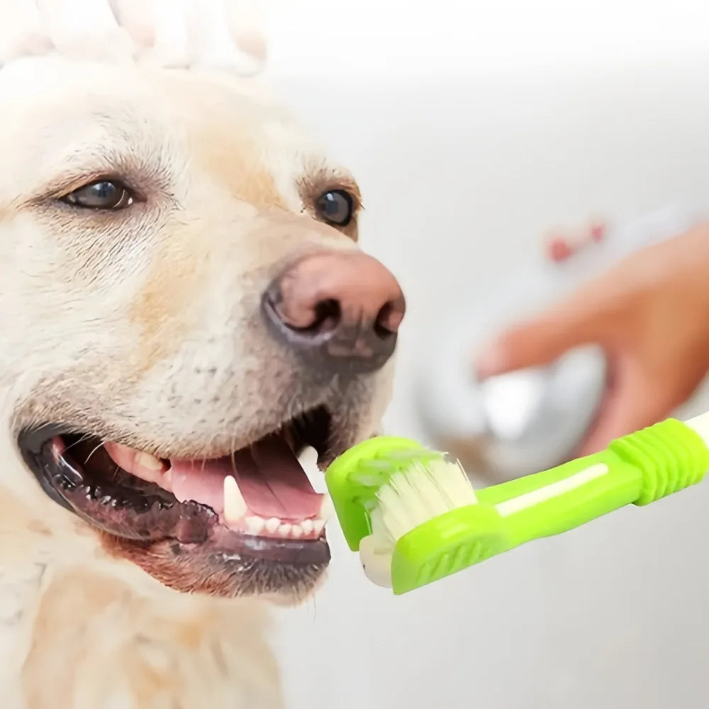 Three Sided Pet Toothbrush Removes Tartar And Freshens Breath