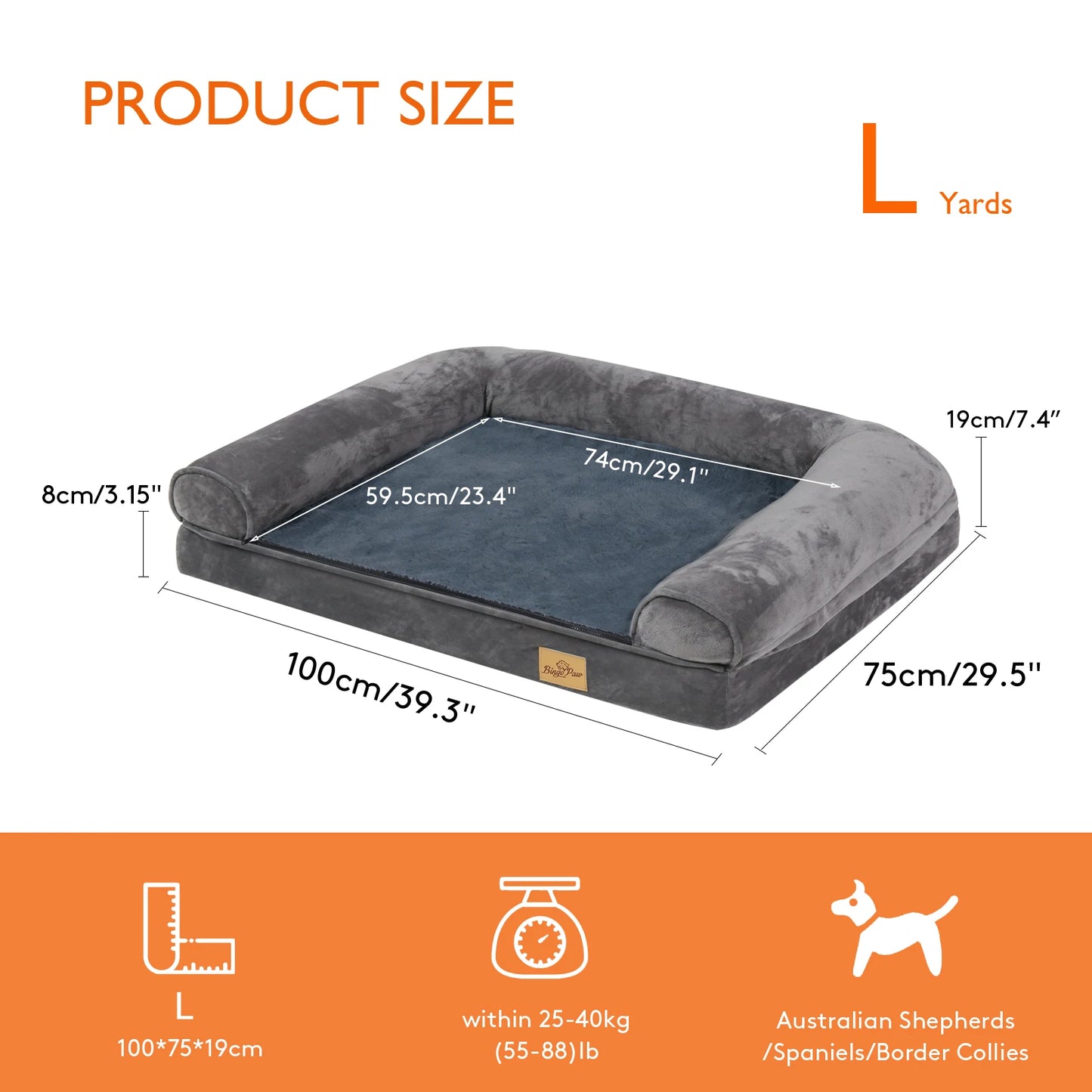 Bingopaw Orthopedic Dog Bed With Removable Washable Cotton Cover