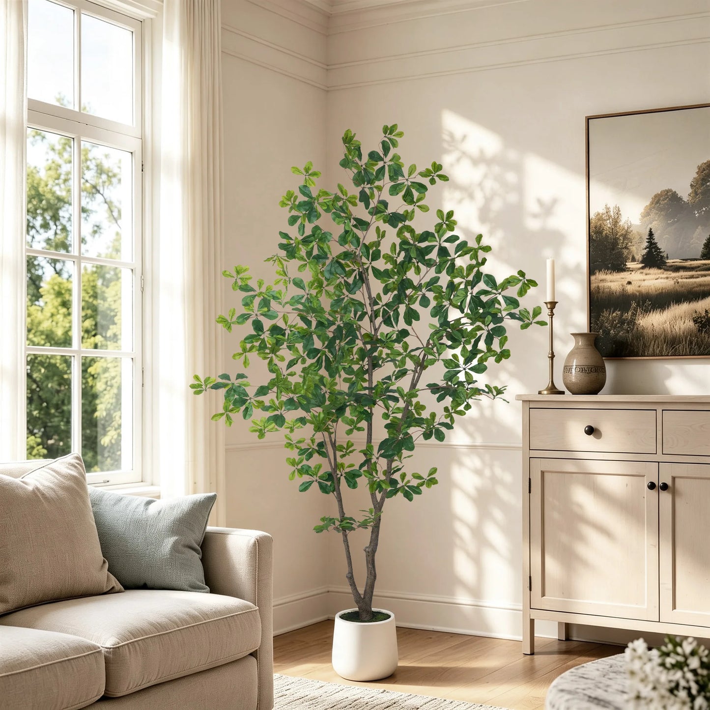 Olitree Faux Black Olive Tree Indoor Natural Wood Trunk Pot