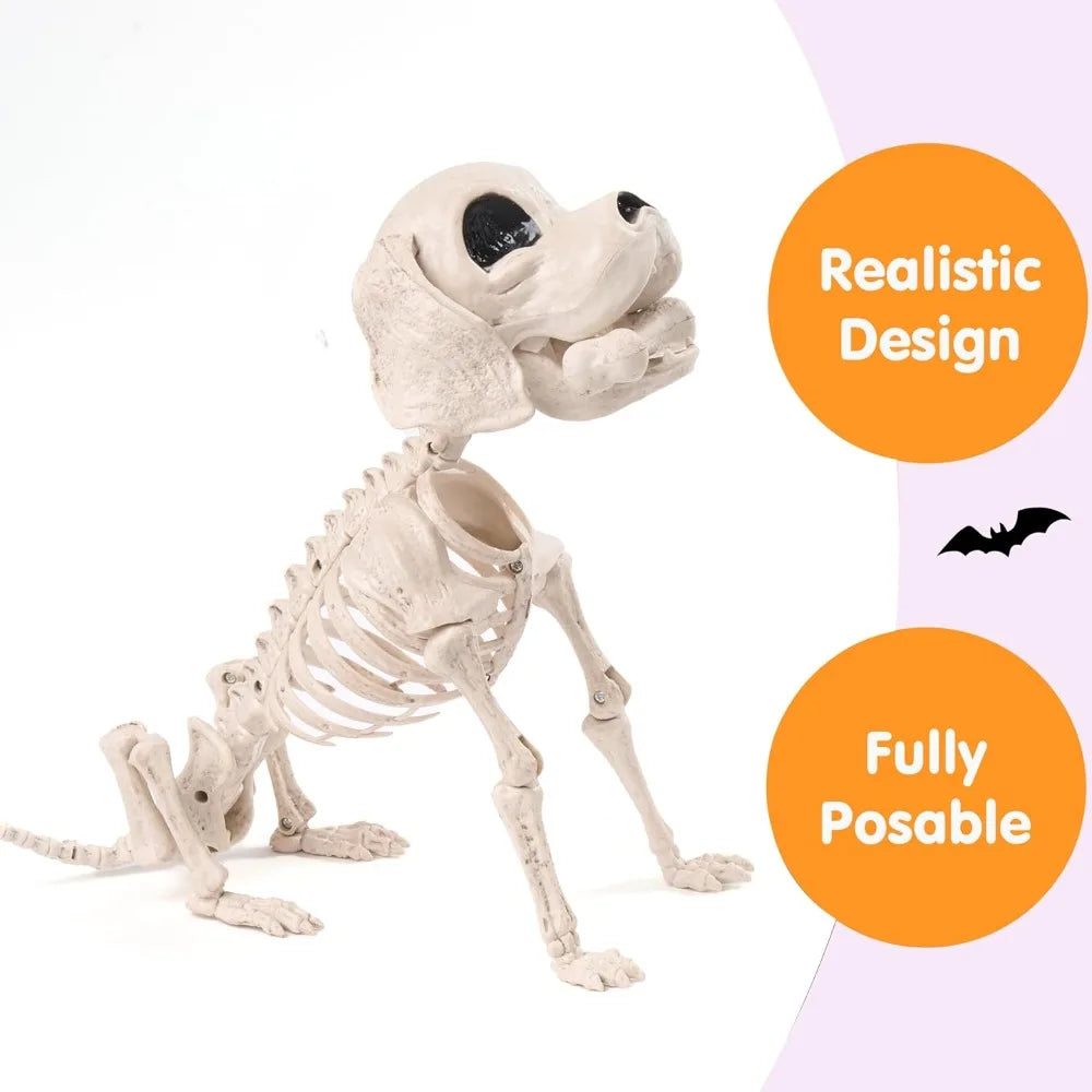 Full Body Posable Dog Skeleton For Halloween Graveyard Decoration