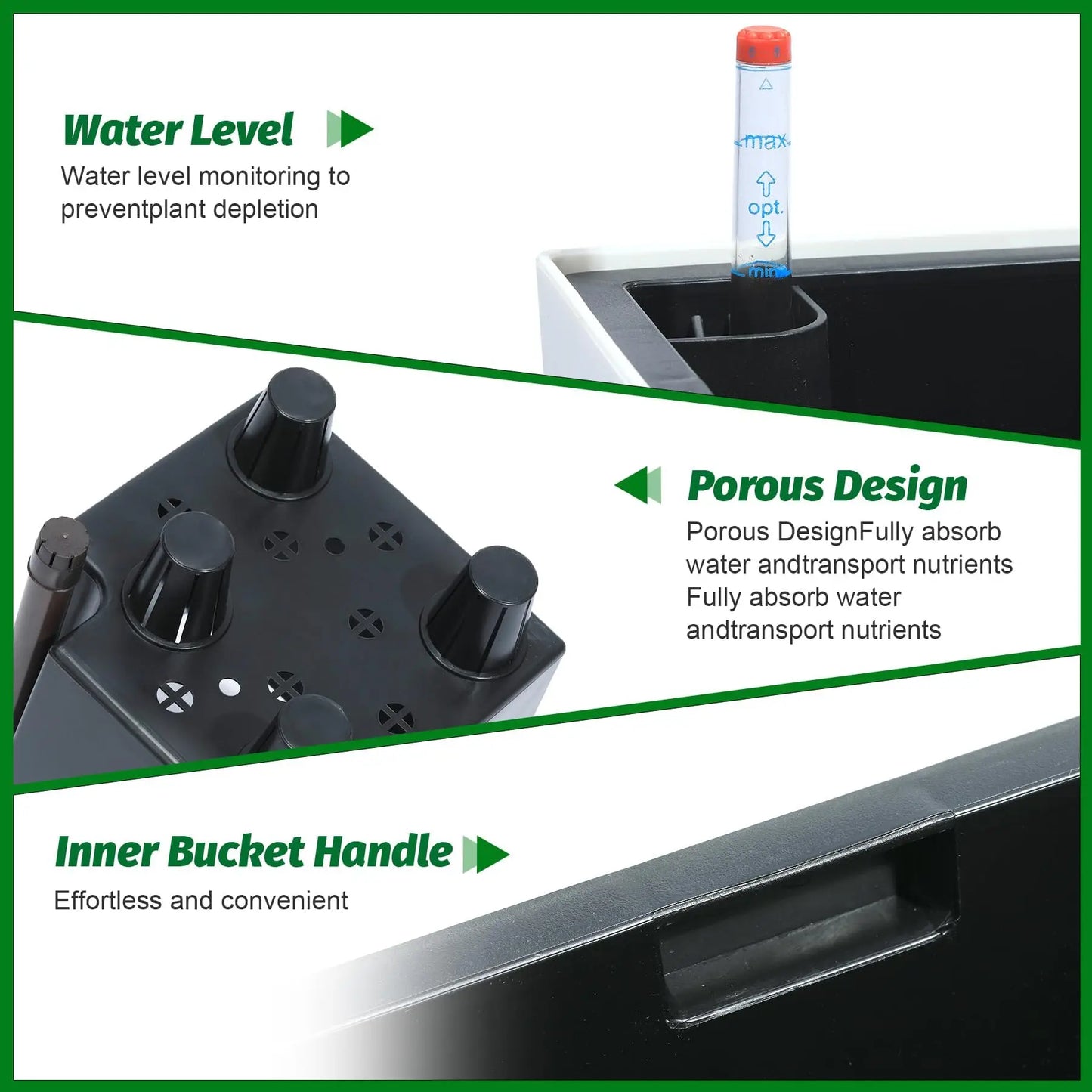 HiMISS Modern Self Watering Tall Planters Garden Set