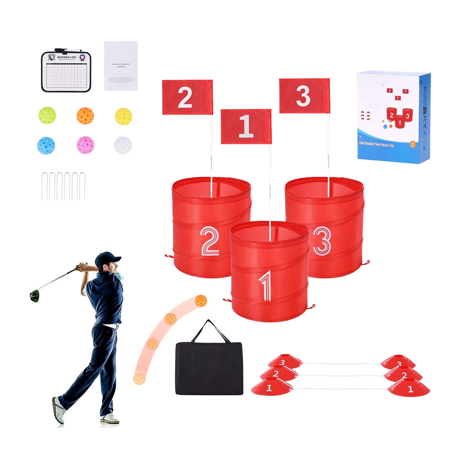 SucceBuy Portable Backyard Golf Chipping Game With Practice Bucket