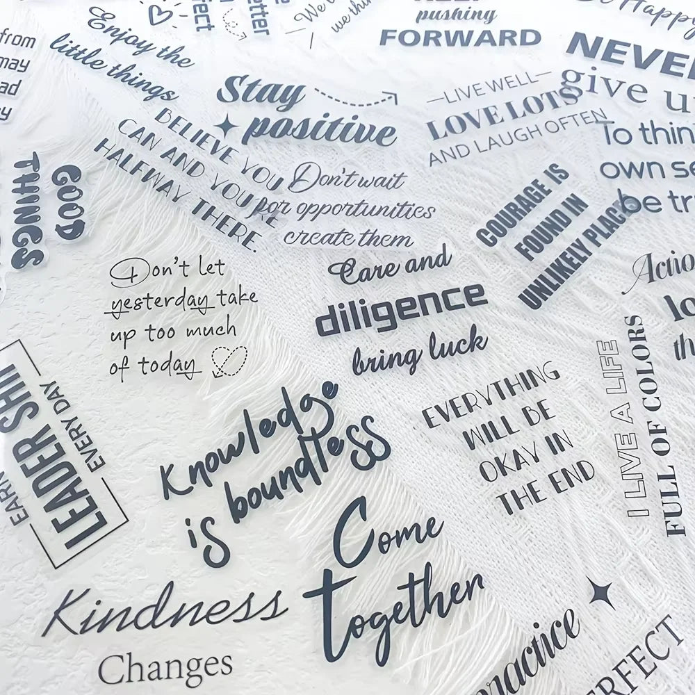 PET Inspirational Quote Stickers Waterproof DIY Decals Set