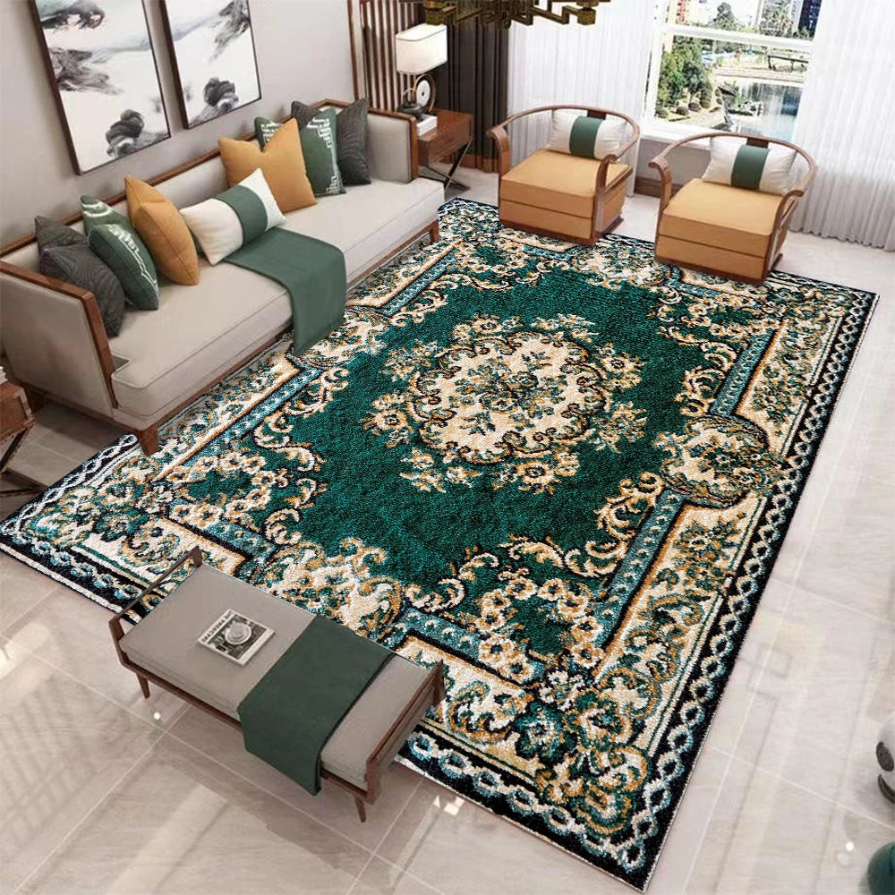European Retro Geometric Polyester Area Rug For Bedroom Decor