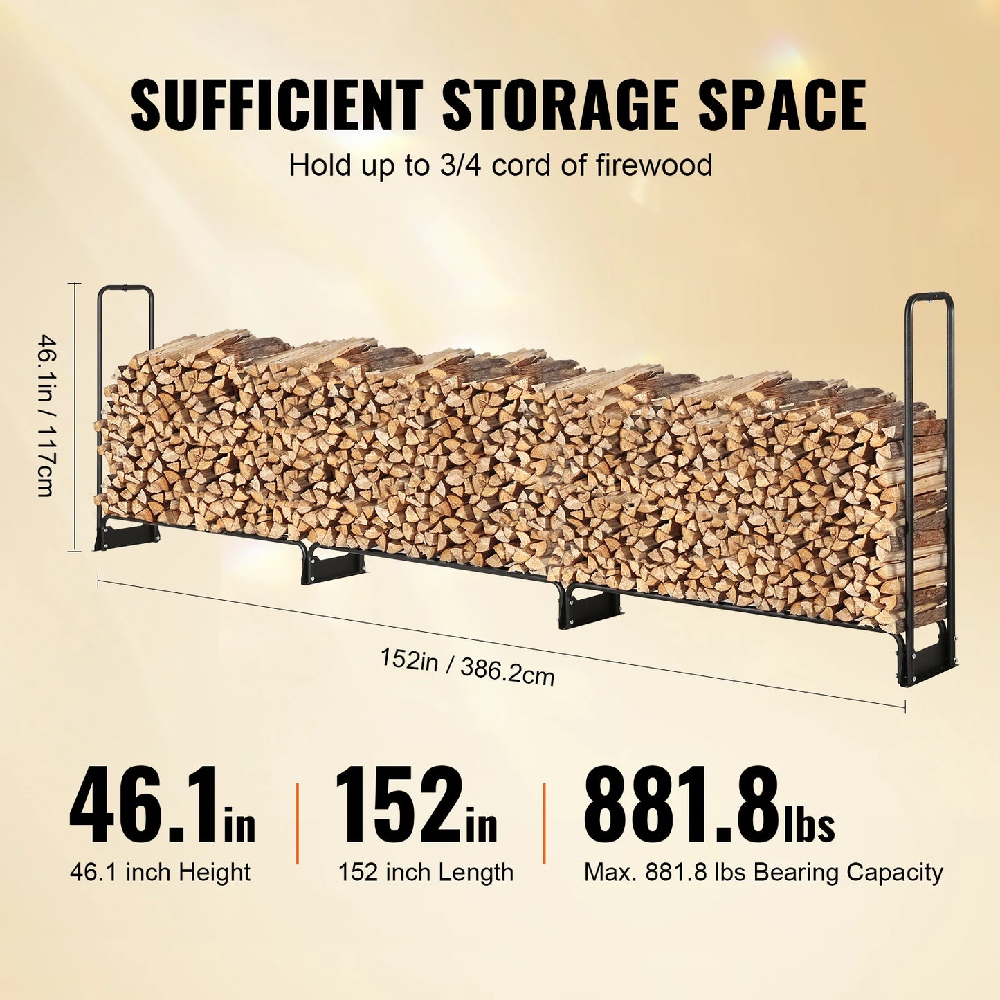 SucceBuy Outdoor Firewood Storage Rack With Waterproof Cover