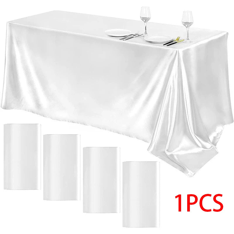 Large Rectangle Satin Tablecloth Waterproof Polyester Dining Cover