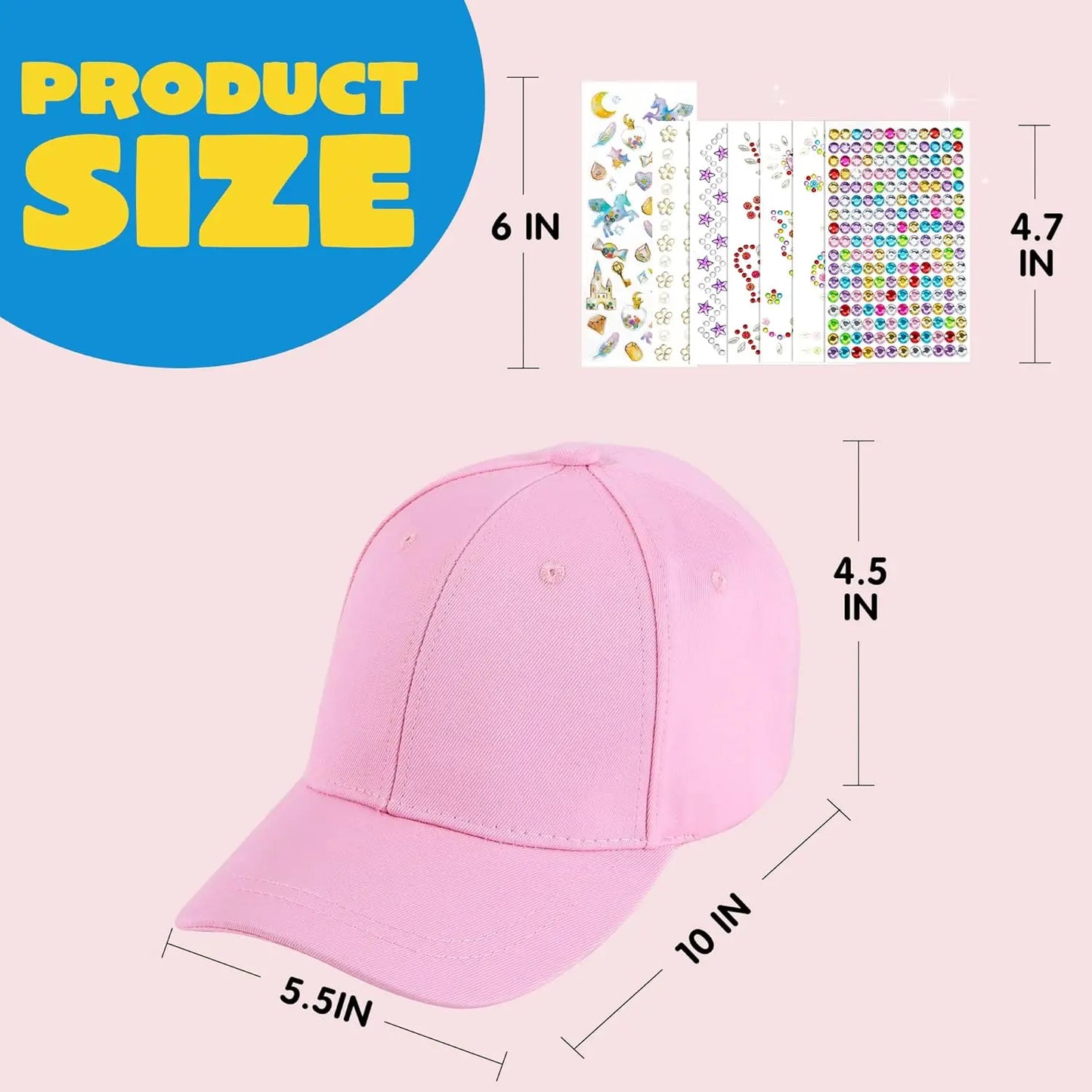 Joyfy DIY Baseball Cap With Gem Stickers And Glitter Kit