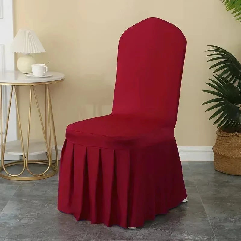 Elastic Pleated Spandex Chair Covers For Hotel Banquet Weddings