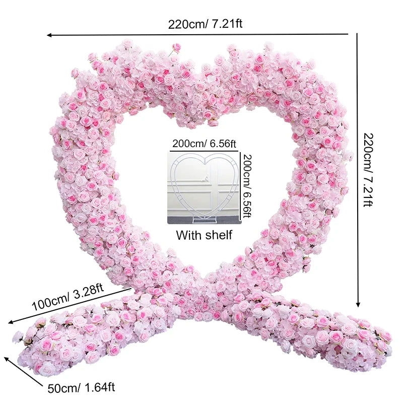 Angela Flower 5D Artificial Rose Heart Stand Wedding Backdrop