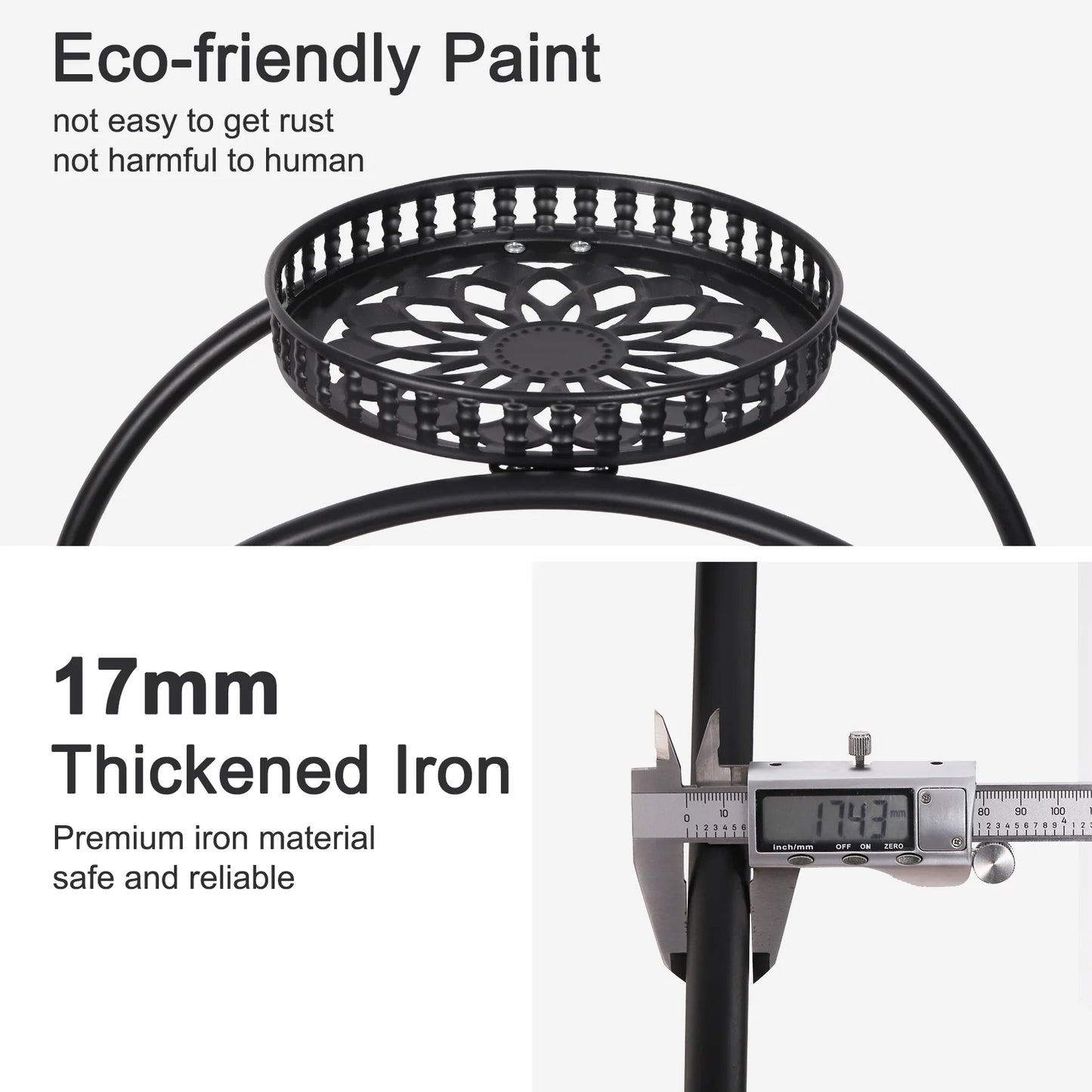Rolling Metal Plant Stand With Wheels For Patio Balcony Shelf