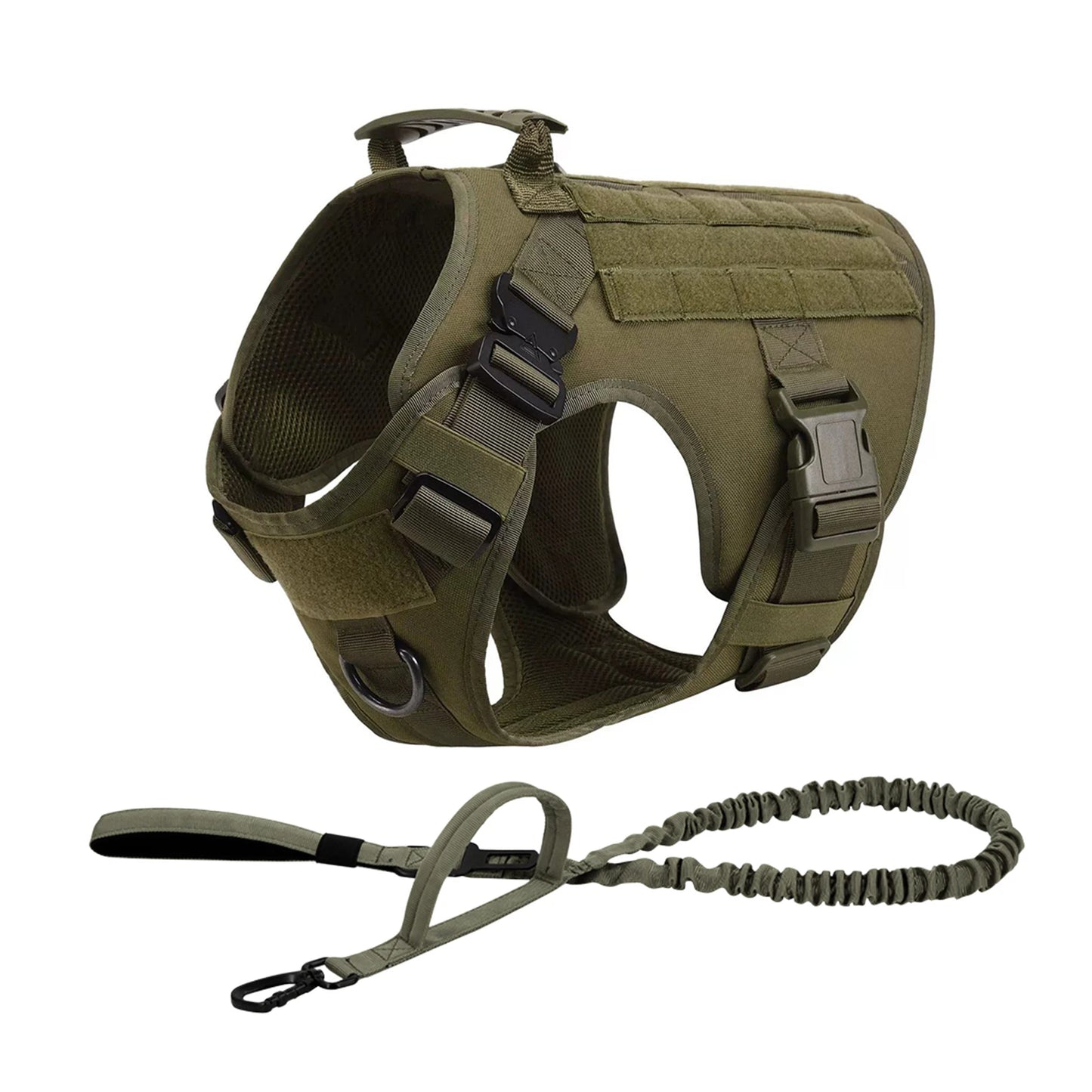 Tactical Padded Nylon Dog Harness Vest With Molle Pouches