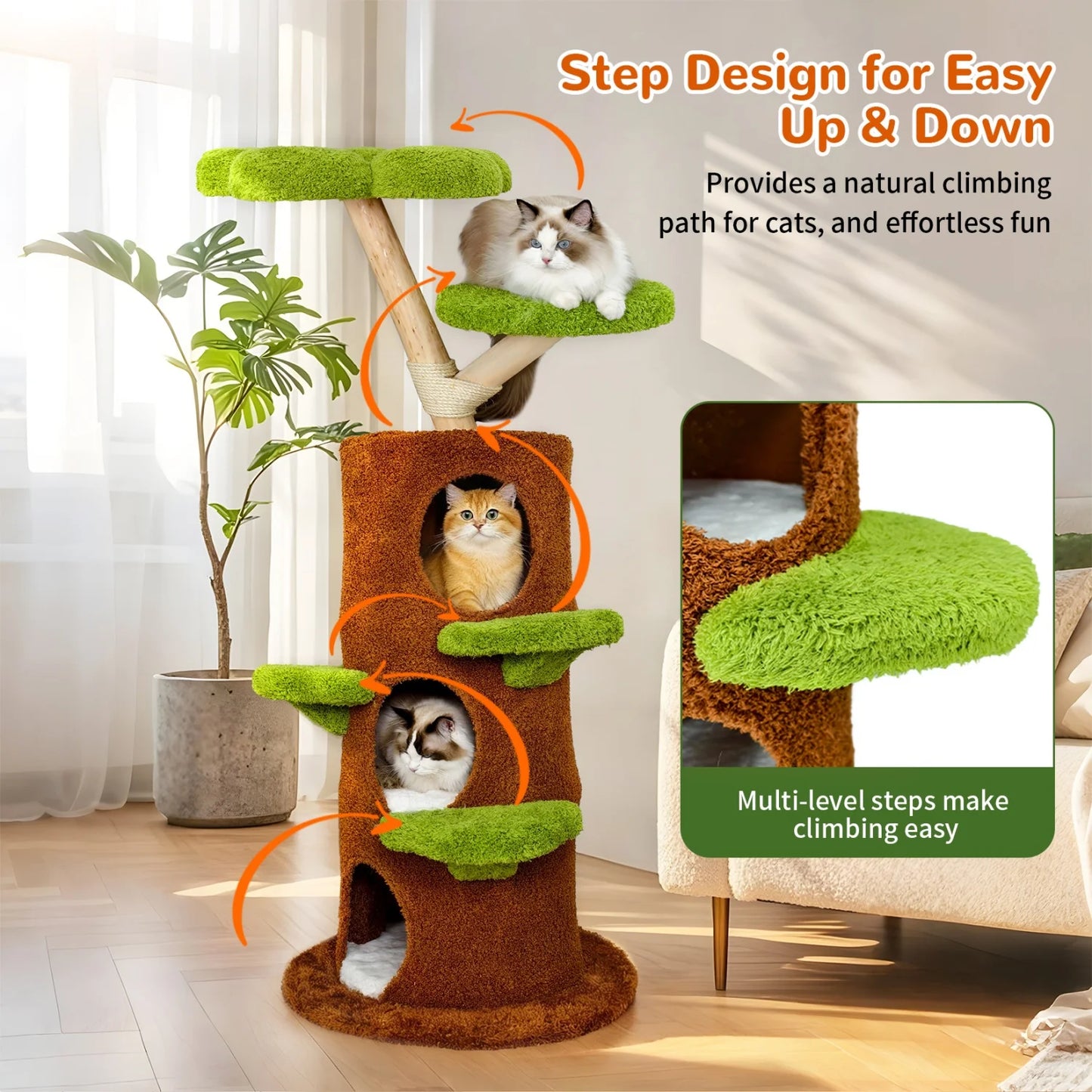 Bingopaw Indoor Cat Tree Tower With Plush Platform Condo