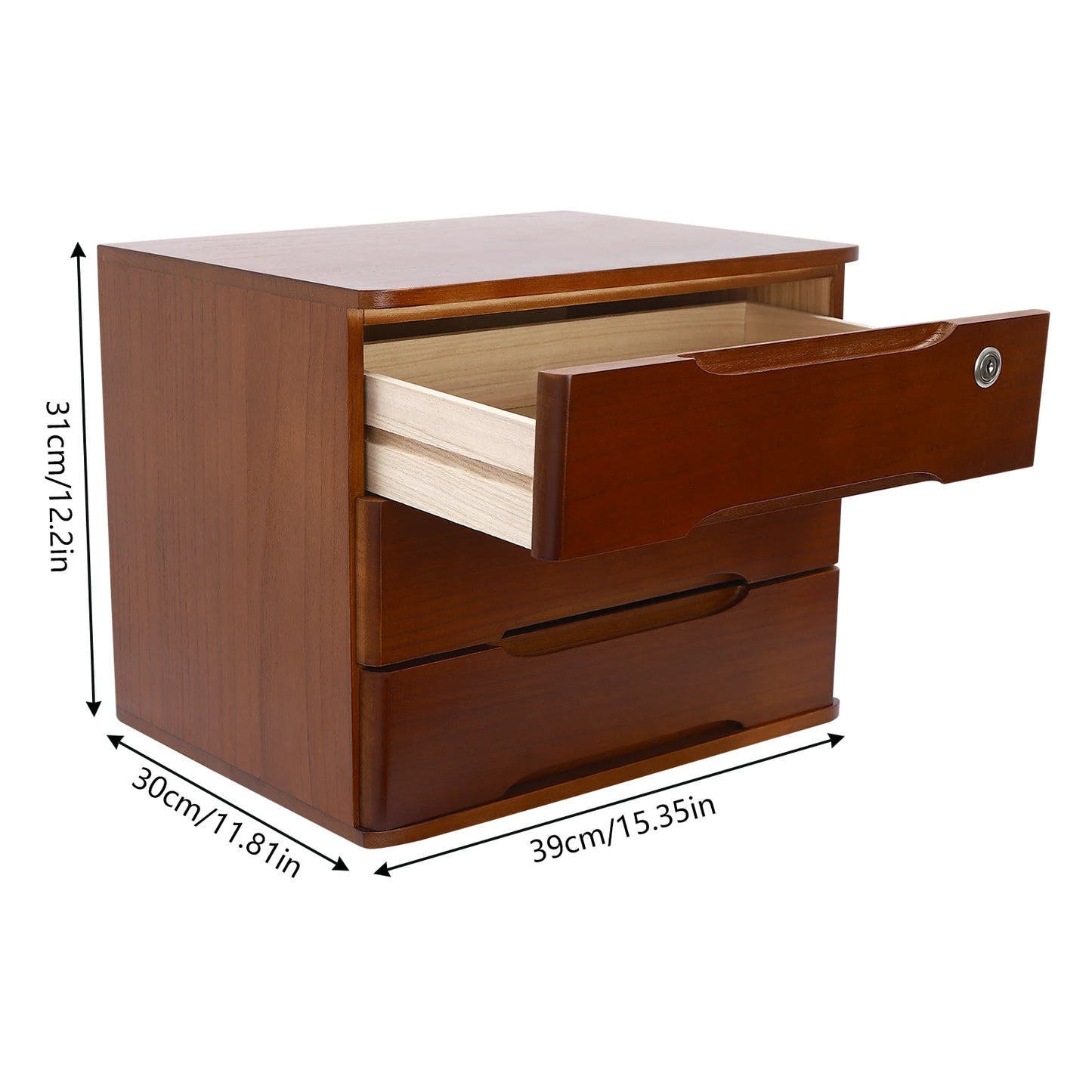 Wooden Desktop Storage Drawer Organizer With Lockable Drawers