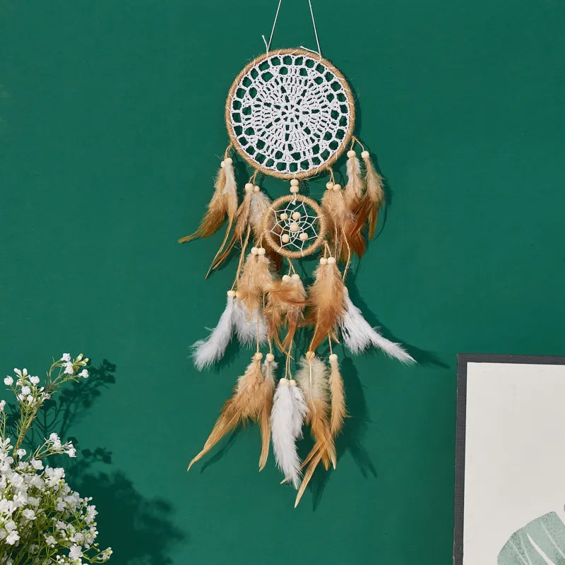 Handcrafted Dream Catcher With Moon And Sun Design Wall Decor