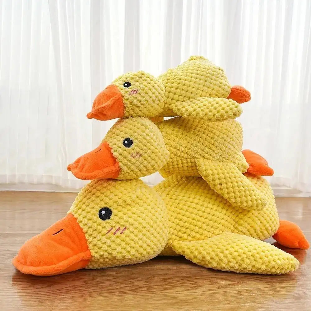 Bite Resistant Squeaky Plush Duck Dog Chew Toy For Puppies