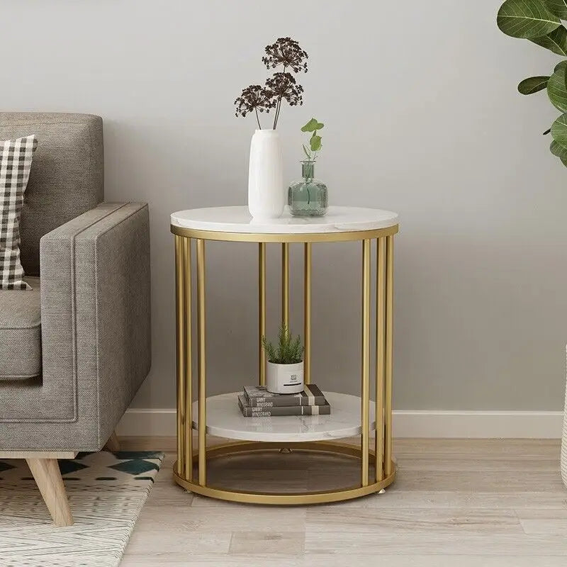 Wisfor Two Tier Marble Side Table With Jewelry Storage