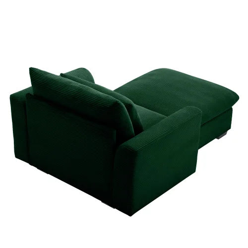 Modern Green Corduroy Modular Sofa With Storage Ottoman For Living Room