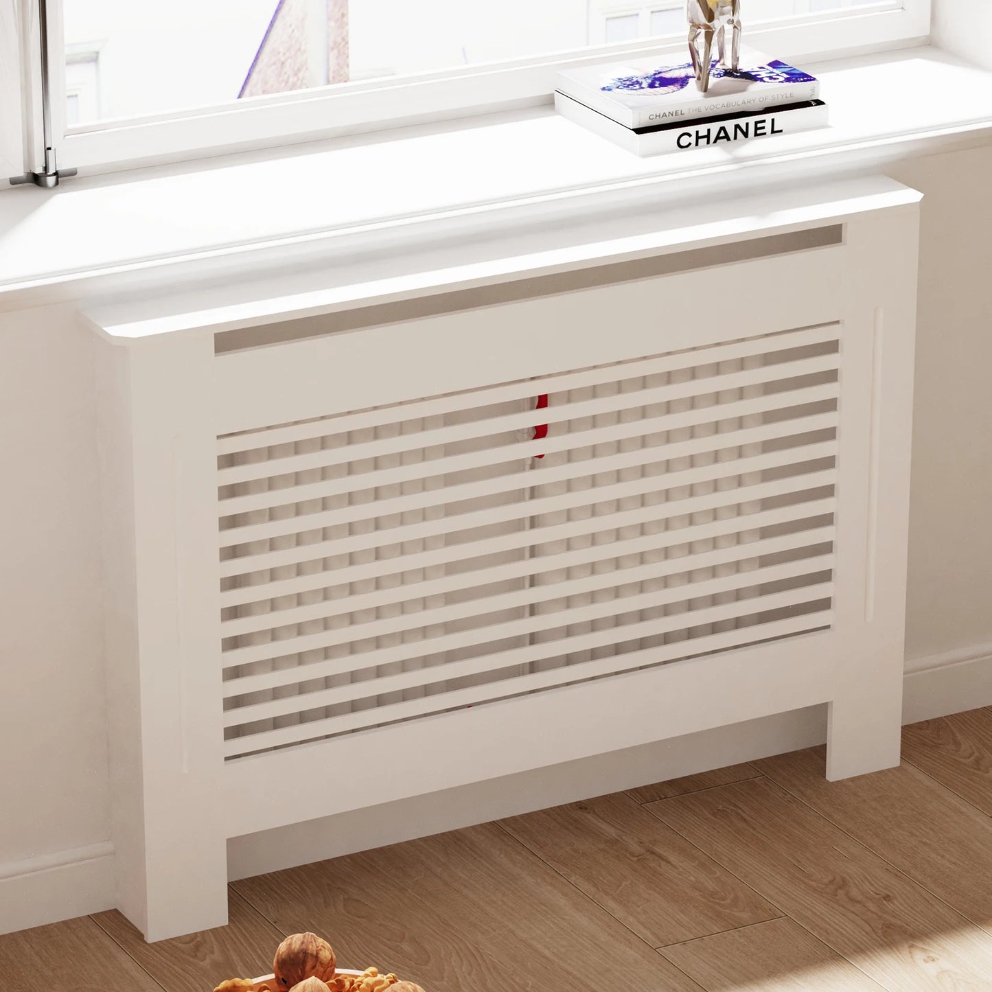 Modern Wood Radiator Cover With Storage Shelf And Grill Design
