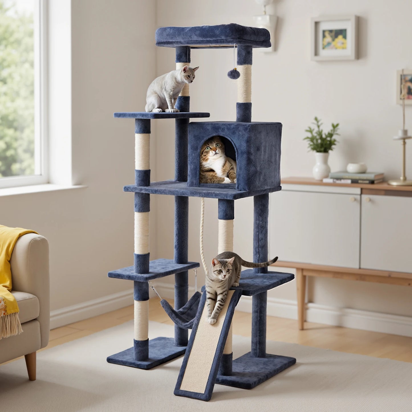 Jhk Premium Cat Tree Featuring Natural Sisal Scratching Posts