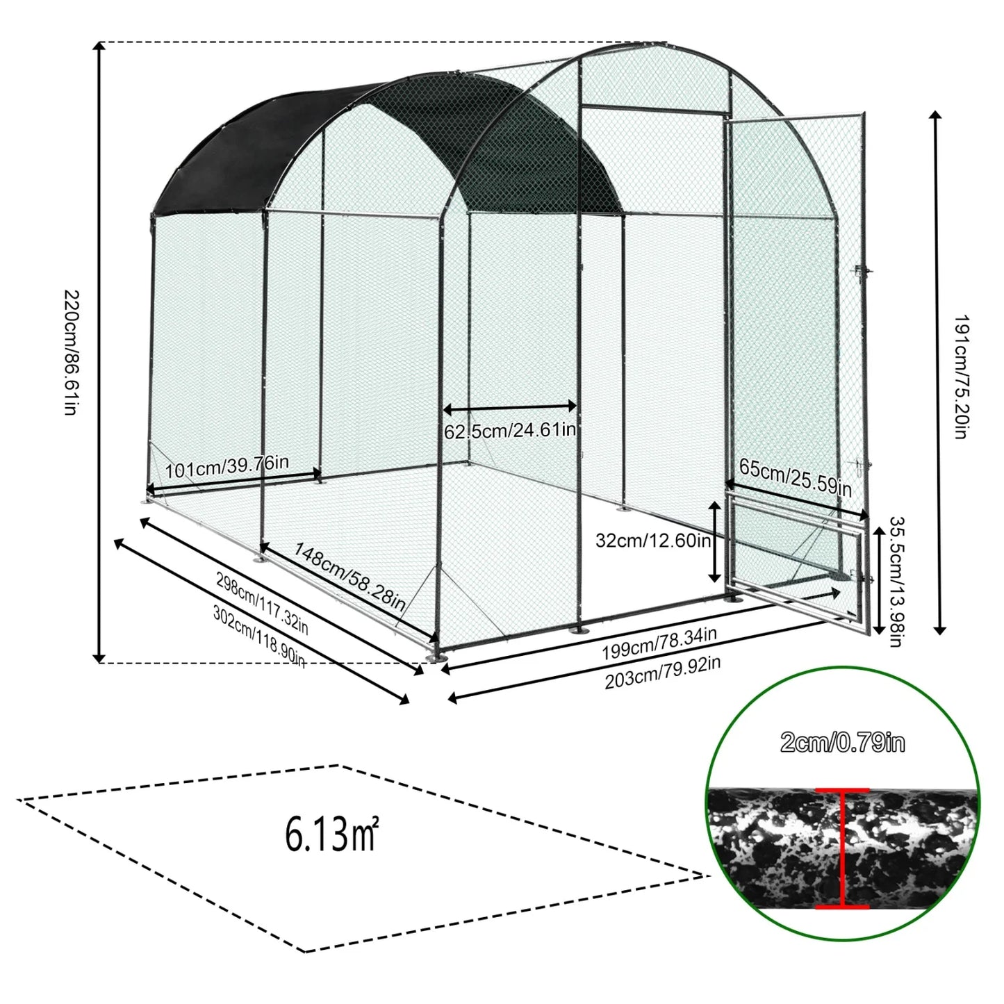 Bingopaw Metal Chicken Coop with Netting for Outdoor Walk-in Enclosure