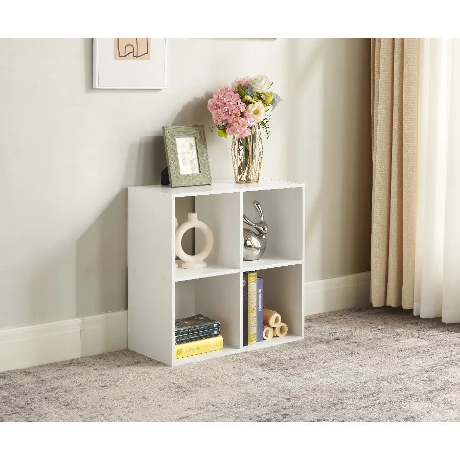 Mainstays White 4-Cube Modular Storage Organizer Shelf Unit