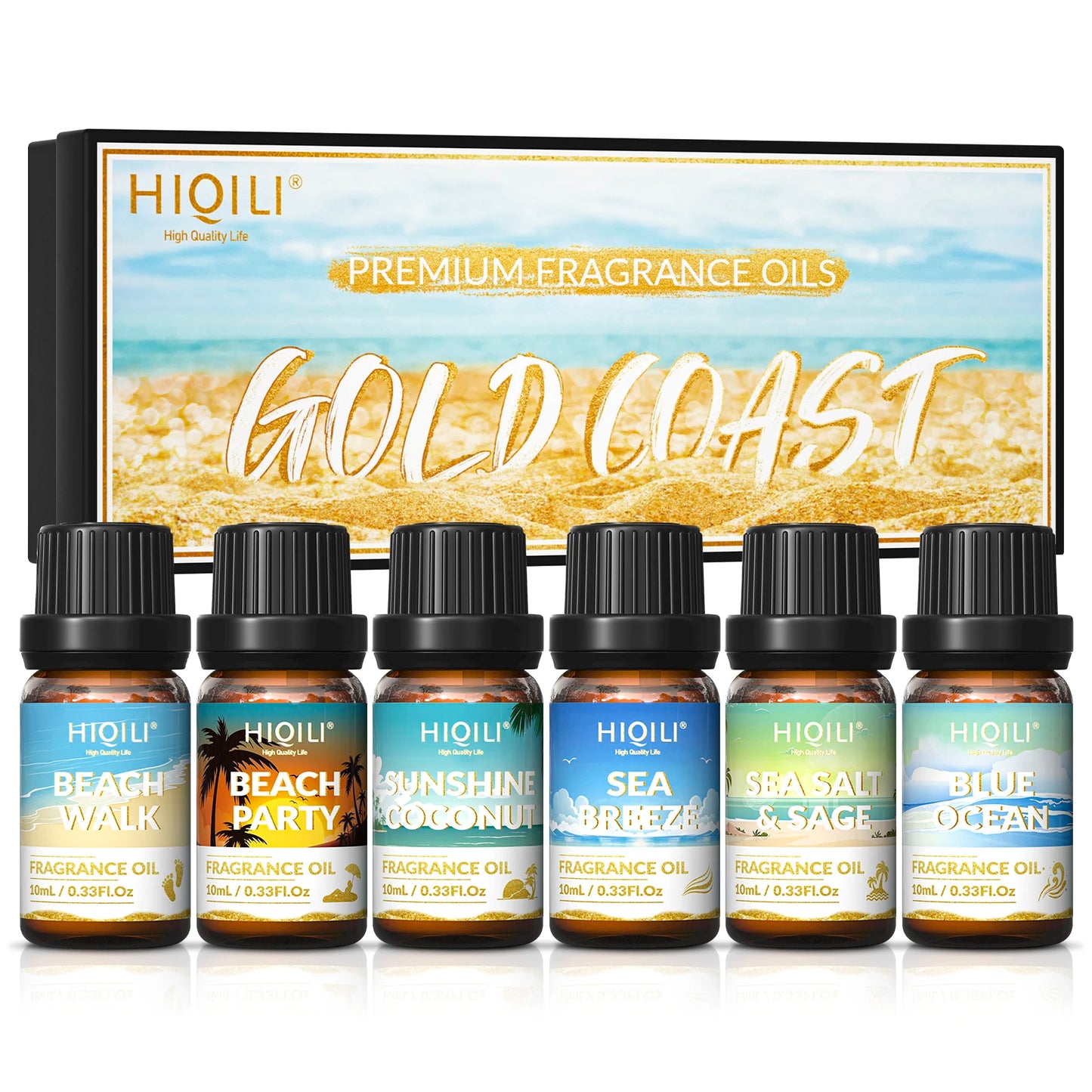 Hiqili Gold Coast Fragrance Oil Gift Set For Aromatherapy
