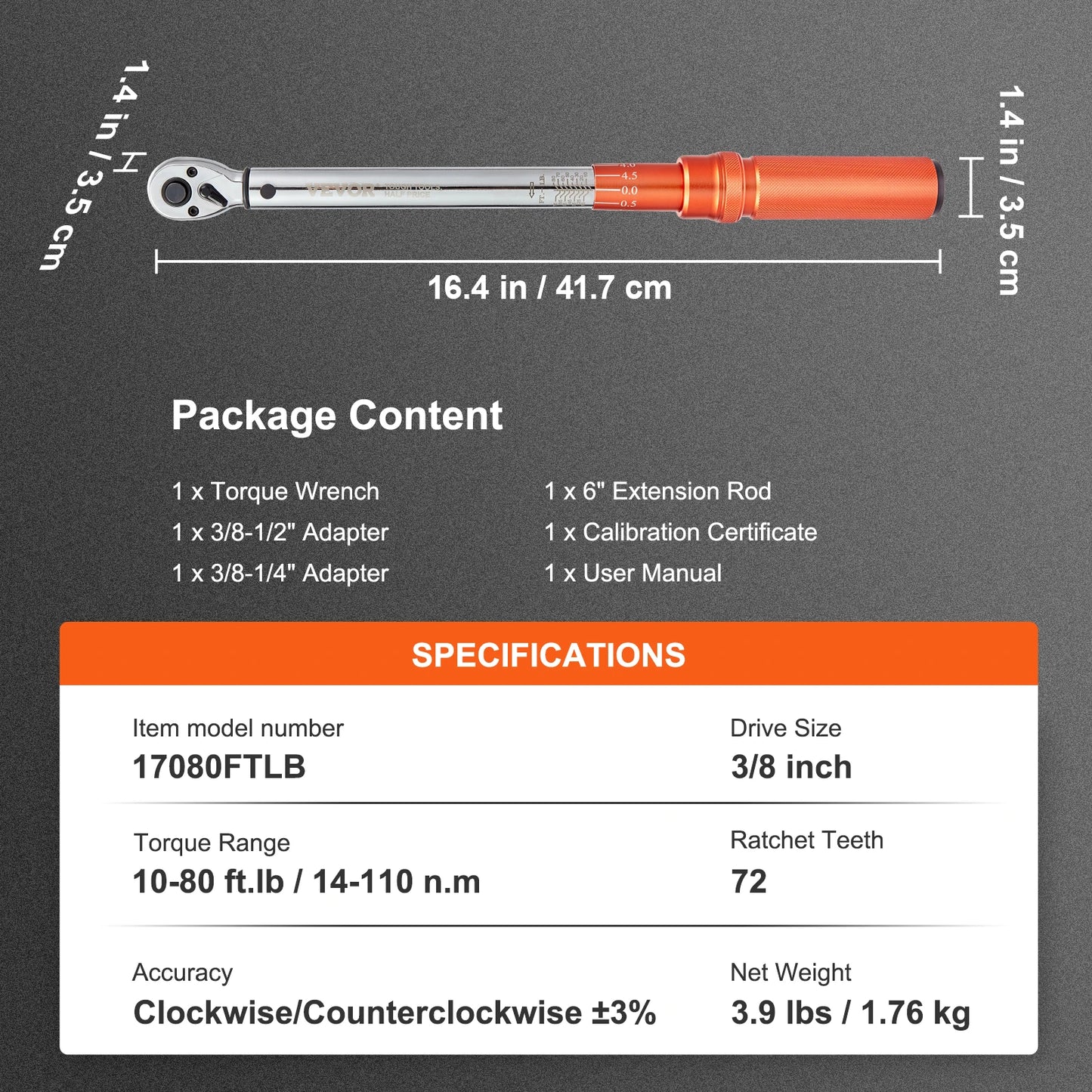 SucceBuy Precision Mechanical Torque Wrench With Pointer For Car Repair