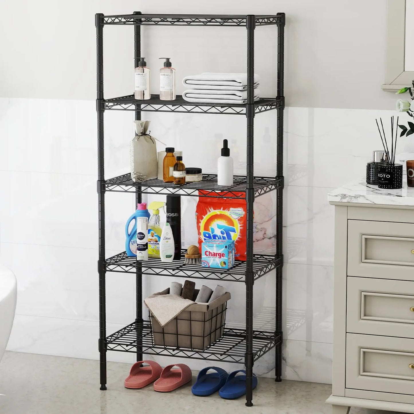 JHK Adjustable Metal Wire Storage Shelves For Home Organization