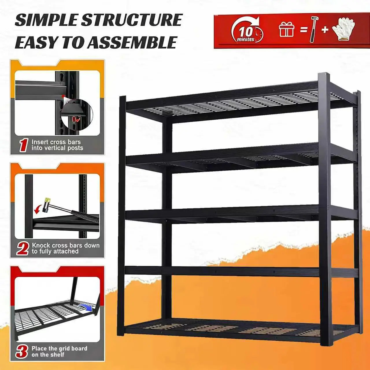Commercial Adjustable Metal Double Layer Storage Shelving Rack