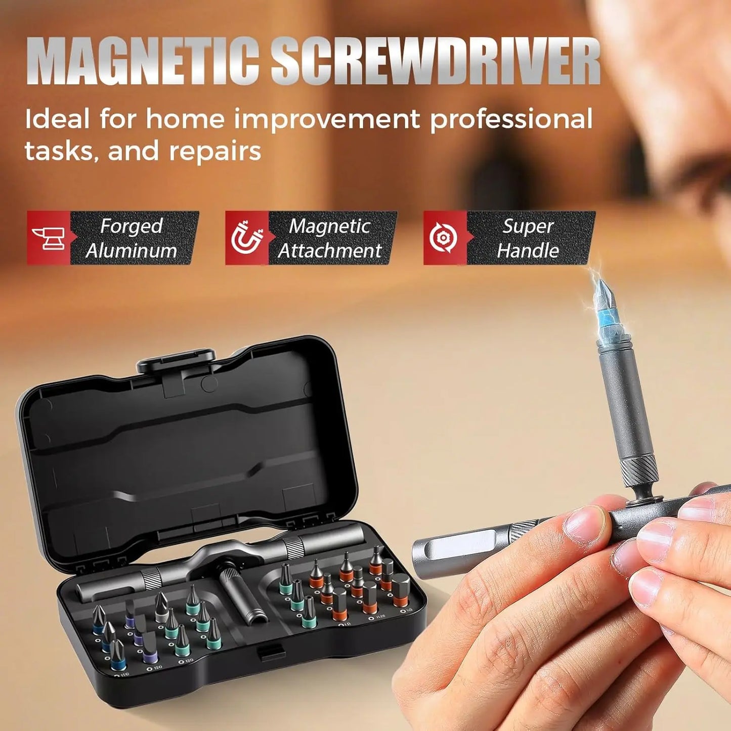 Vman 24in1 Multifunction Ratchet Screwdriver With Magnetic Bits