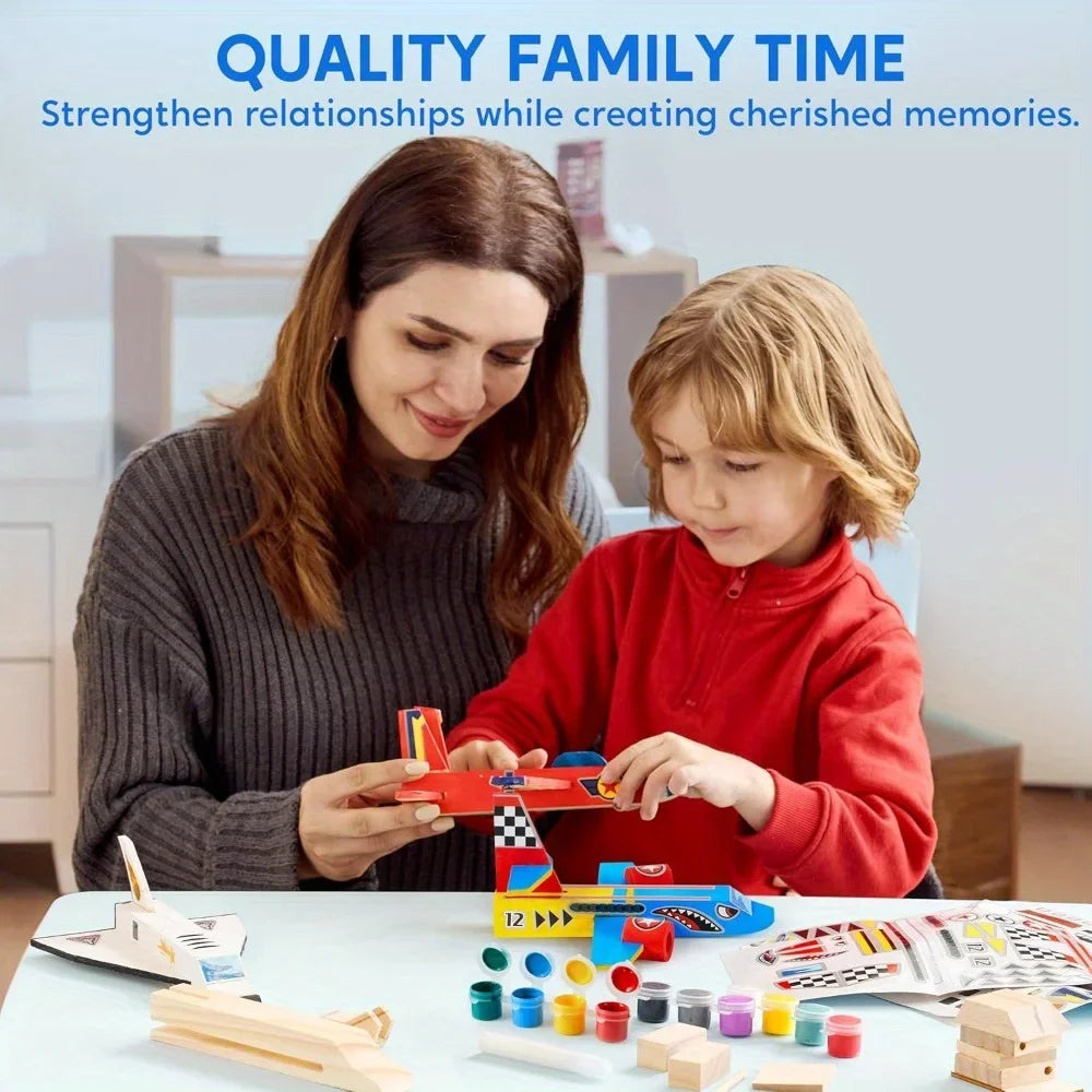 JoyfyDIY Wooden Airplane Craft Kit Assembly And Painting Toys