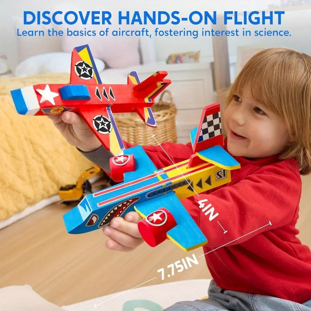 JoyfyDIY Wooden Airplane Craft Kit Assembly And Painting Toys