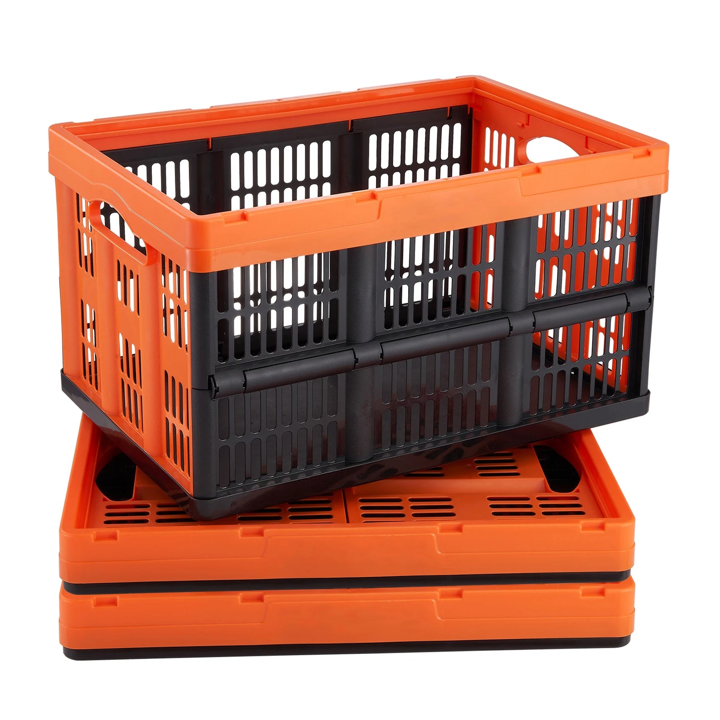 SucceBuy Plastic Collapsible Storage Baskets With Handles For Home Organization