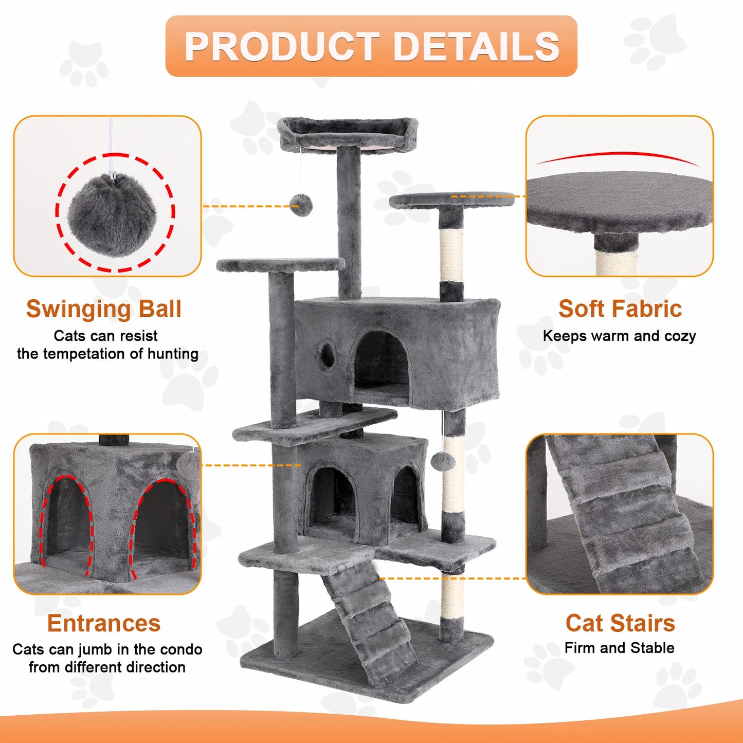 Elegant Multi Level Cat Tower With Sisal Scratching Posts