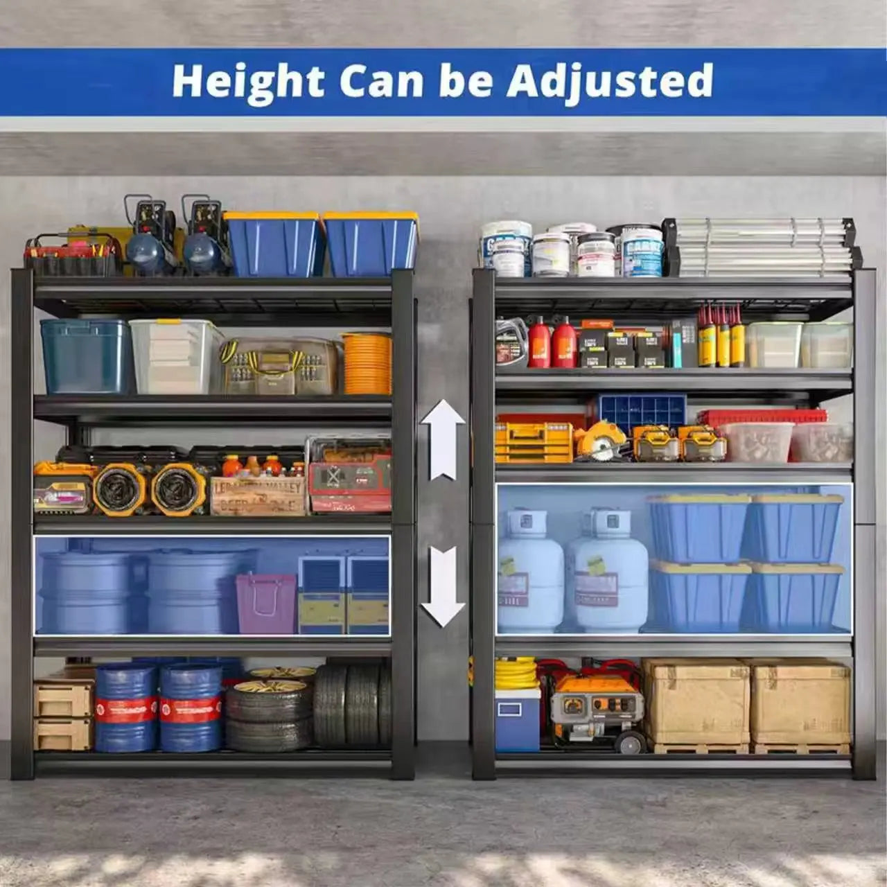 Commercial Adjustable Metal Double Layer Storage Shelving Rack