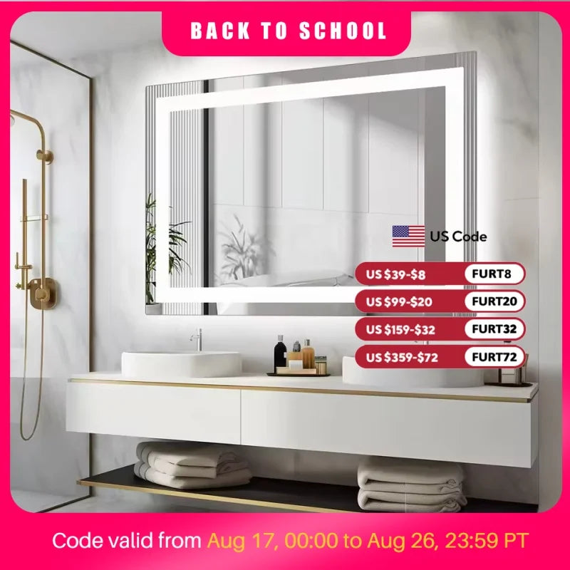 JHK LED Bathroom Vanity Mirror Featuring Backlight And Memory Function