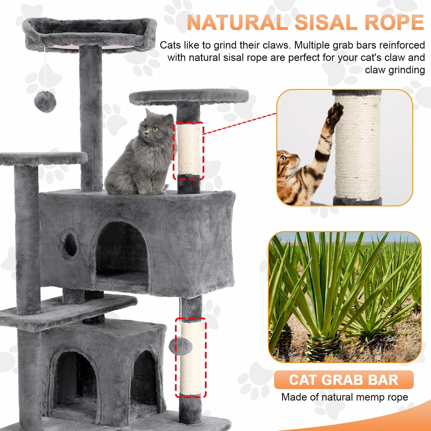 Elegant Multi Level Cat Tower With Sisal Scratching Posts