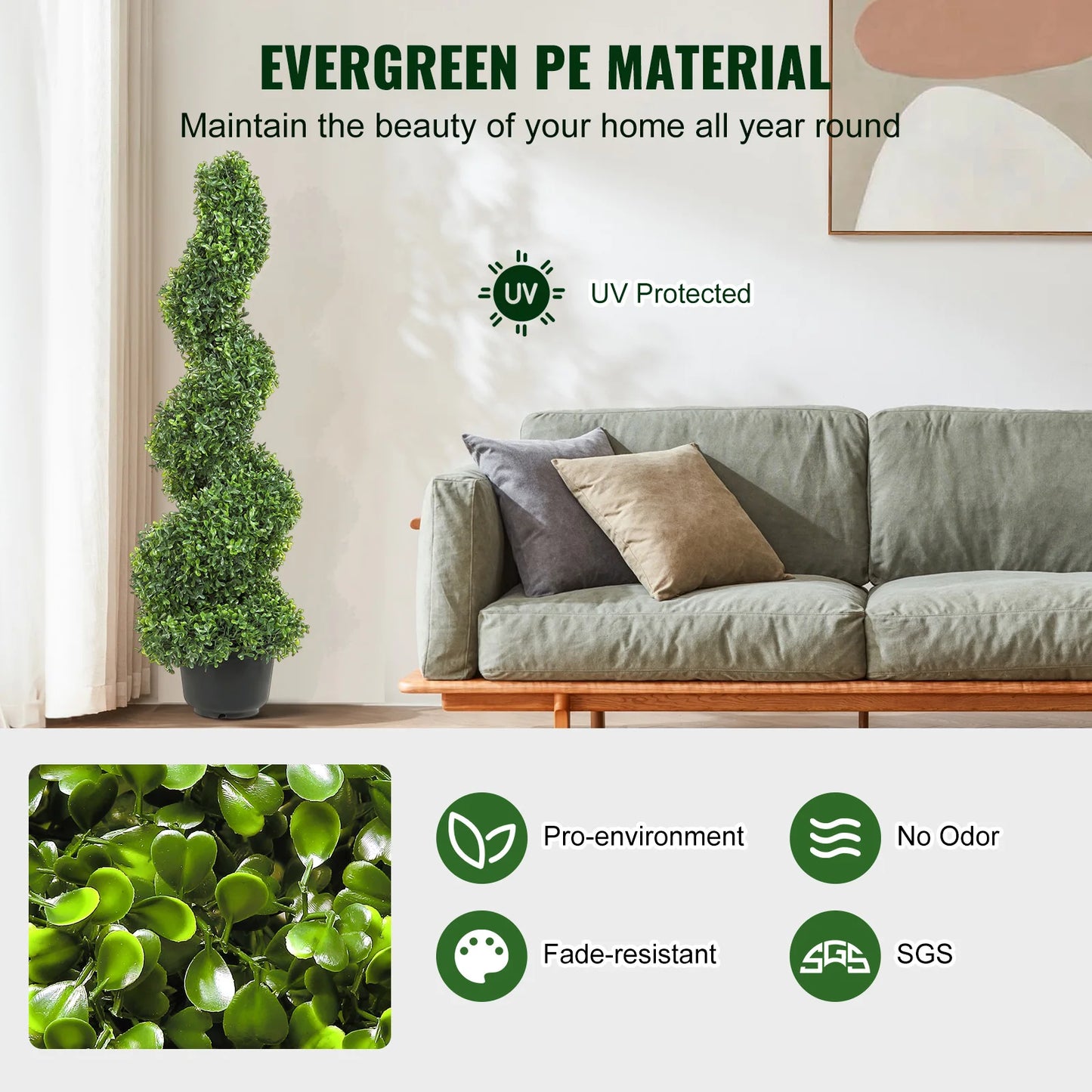 Artificial Boxwood Spiral Topiary Plant For Outdoor Garden Decoration