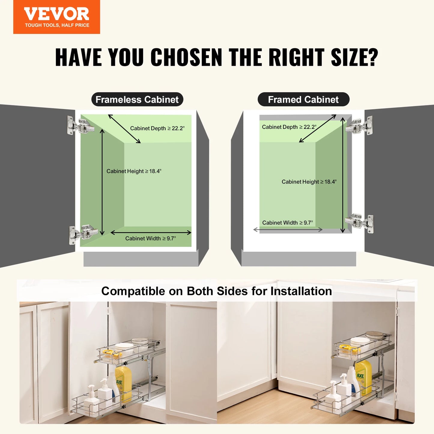Vevor Heavy Duty Pull Out Cabinet Organizer Slide Shelf Kitchen
