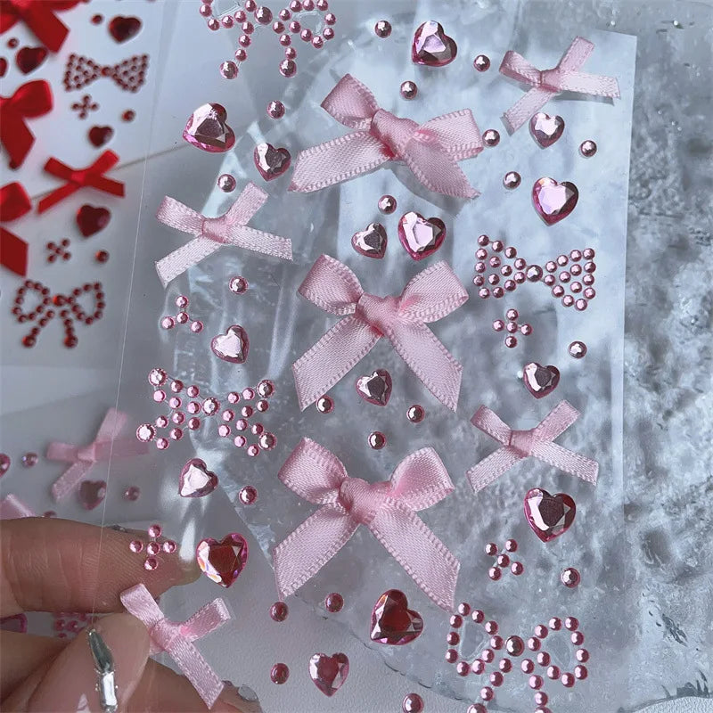 DIY 3D Kpop Heart Bow Photocard Sticker For Scrapbook Journal