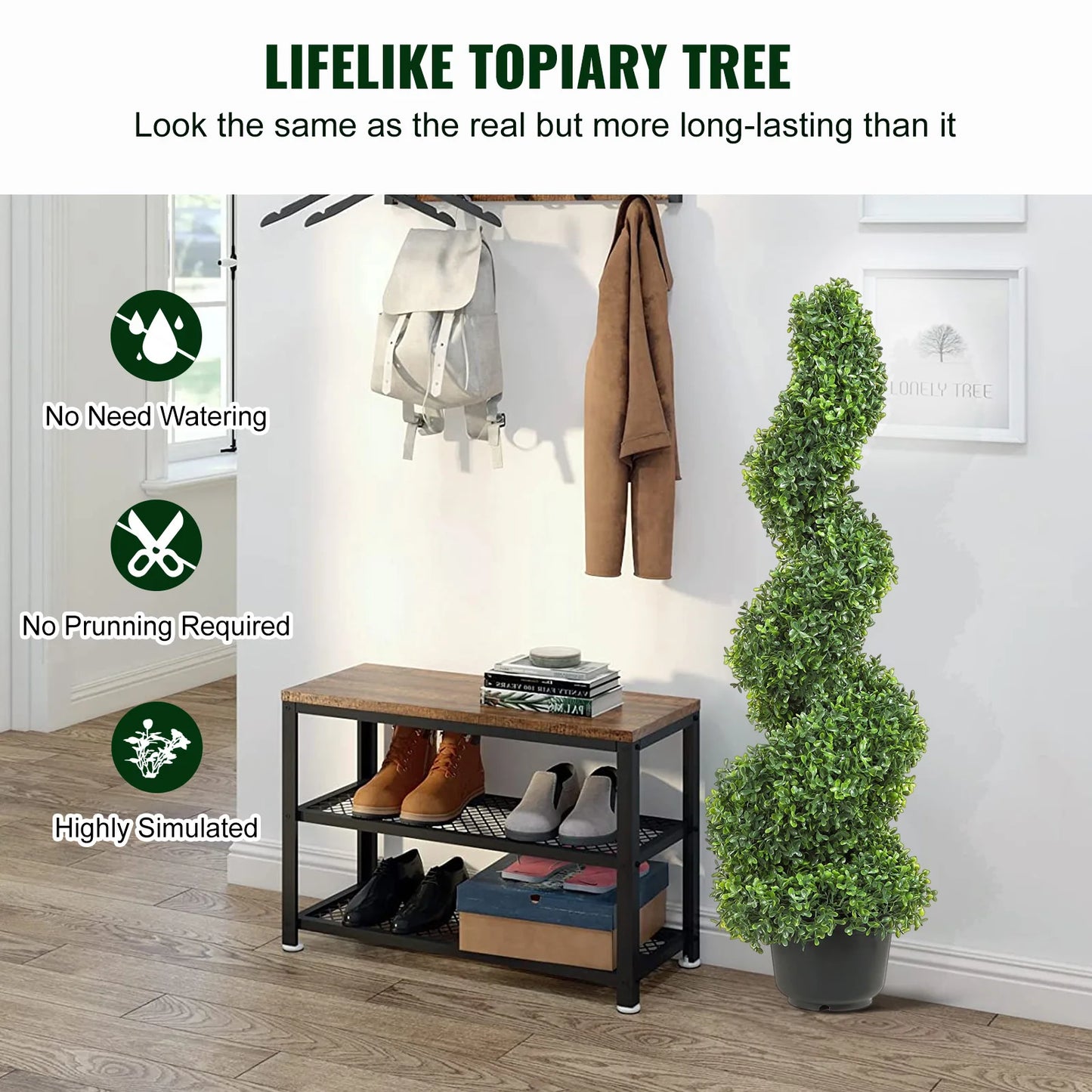 Artificial Boxwood Tower Topiary Spiral Outdoor Garden Decor