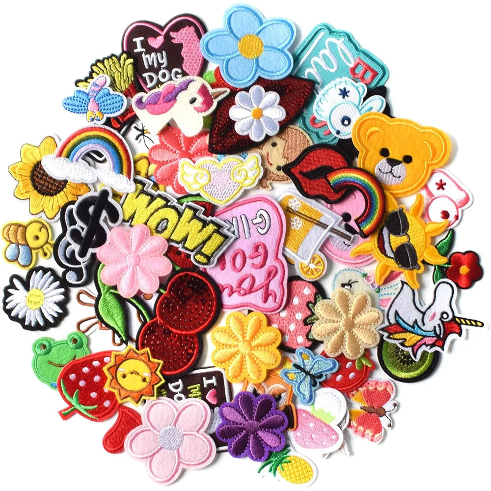 30Pcs Random Style Embroidery Iron On Patches For Clothing Repair