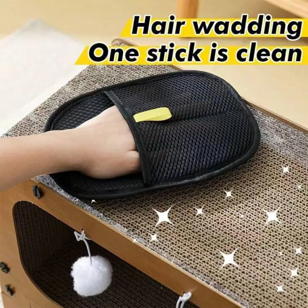 Reusable Double Sided Pet Grooming Gloves For Static Hair Removal