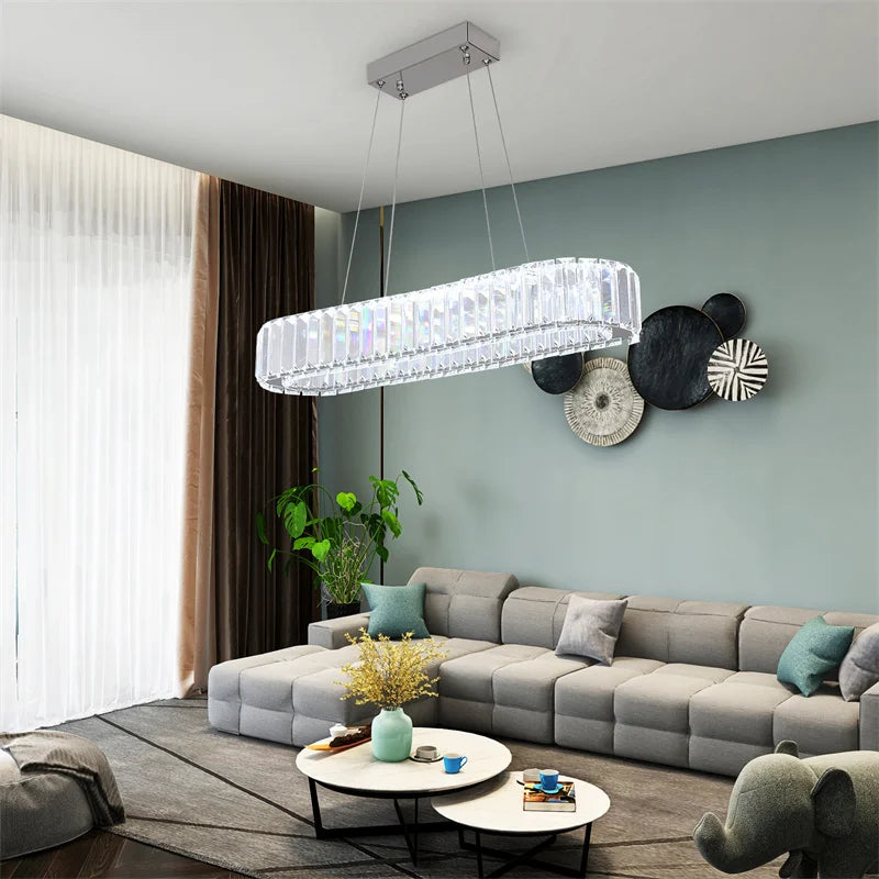 GreeLustr K9 Crystal Oval Ring LED Chandelier Lighting
