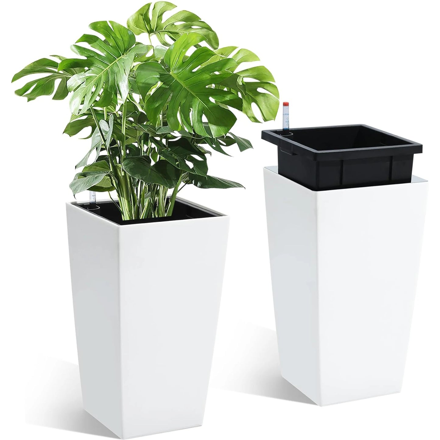 HiMISS Modern Self Watering Tall Planters Garden Set