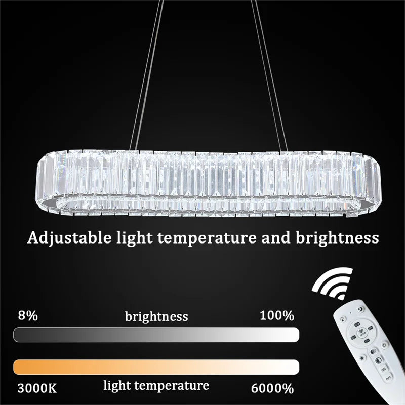 GreeLustr K9 Crystal Oval Ring LED Chandelier Lighting